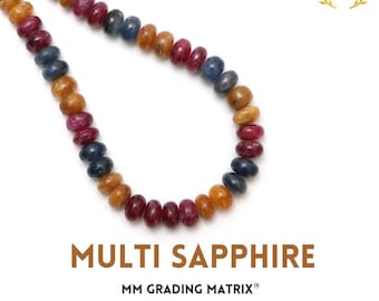 Natural Multi Sapphire Rondelle Beads, Sapphire Smooth Rondelle Beads, Sapphire Birthstone Beads For Jewelry Making, Sapphire Gemstone Beads