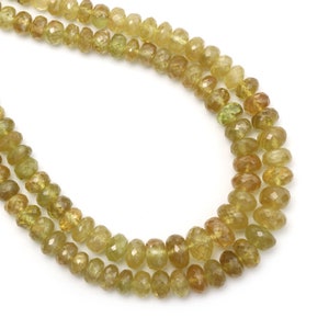 Natural Green Sphene Faceted Rondelle Beaded Necklace, 5 mm To 8.5 mm, Sphene Jewelry , 8 Inches / 18 Inches Full Strand, Price Per Strand