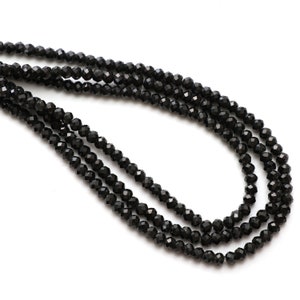 Black Spinel Faceted Rondelle Beads, 4 mm, Black Spinel Beads, Black Spinel Jewelry Making Gemstone Beads, 17 Inch Strand, Price Per Set