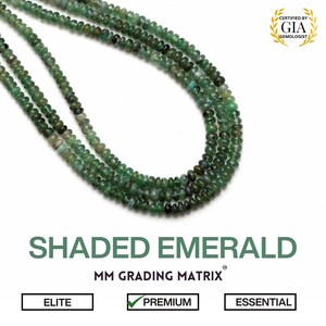 Shaded Emerald Gemstone Beads, 3.5 mm To 4.5 mm Natural Emerald Smooth Rondelle Shape Beads, May Birthstone Beads For Jewelry Making