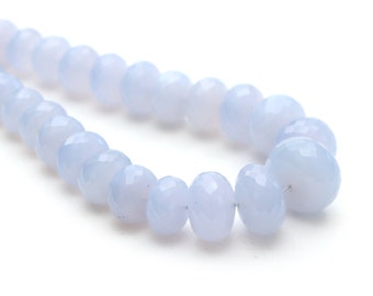 Blaue facettierte Chalcedon Rondelle Perlen, 9,5 mm bis 19,5 mm, Rondelle Chalcedon, Rondelle Form Perlen, 20 Zoll Strang, Preis pro Strang