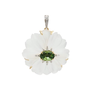 Pink Tourmaline Gemstone Carving, Tourmaline Flower Carved Pendant, 18KT Solid Crystal Carving Tourmaline Pendant, Tourmaline Pendant