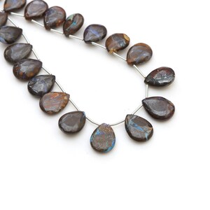 Natürliche Boulder Opal Glatte Birnen Perlen, 8 x 12 mm Bis 14.5x19.5 mm, Boulder Opal Perlen, Braun Opal Schmuckherstellung Edelstein, 20 Zoll Strang