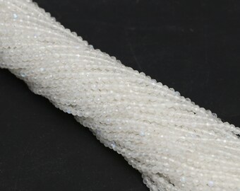 Rainbow Moonstone Micro Faceted Rondelle Beads, 2.5 mm, Rainbow Moonstone Beads, Moonstone Jewelry Gemstone, 18 Inch Strand, Price Per Set