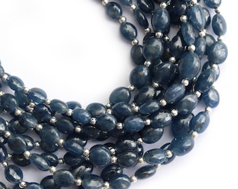 Blue Sapphire Smooth Oval Bead, 3x5mm to 5x9mm, Blue Sapphire Oval, Sapphire Handmade Jewelry Making Gemstone, 8 Inch Strand, Price Strand