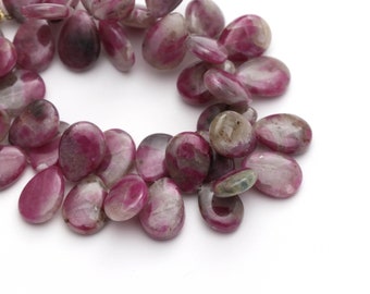 Perle lisce di feldspato rubino naturale a forma di pera - 10 x 14 mm - Pera di feldspato rubino - Qualità gemma, filo intero da 7 pollici, prezzo per filo