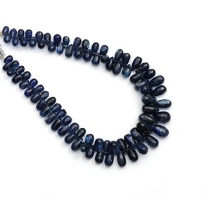 Blue Kyanite Smooth Drop Beads, 3x5 mm to 5.5x10 mm, Kyanite Drops, Kyanite Jewelry Making Gemstone Beads, 8 Inch Full Strand