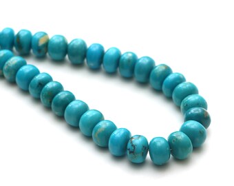 Turquoise smooth rondelle beads, 10 mm to 10.5 mm, Turquoise jewelry making beads, Rondelle shape beads, 18 inches strand, Price per strand