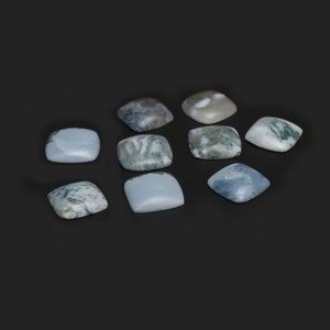Natural Textured Blue Opal Smooth Square Loose Gemstone, 25x25 mm to 26x26 mm, Blue Opal Gemstone, Plain Square Cabs, Set of 9 Pieces