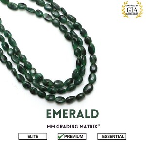 Natural Emerald Smooth Oval Shape Gemstone Beads, Emerald Plain Beads, Loose Beads For Jewelry Making, May Birthstone Handmade Beads 18&quot;