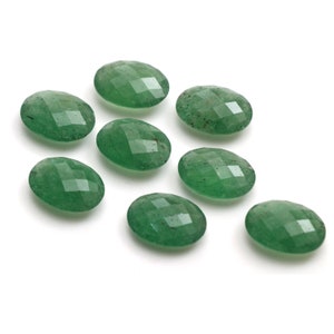 Natürlicher grüner Aventurin facettierter ovaler loser Edelstein, 15 x 20 mm, grüner Aventurinschmuck handgemachtes Geschenk für Frauen, Satz von 8 Stück