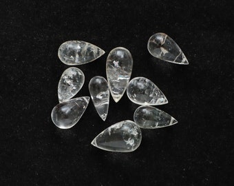 Hyalite Opal Smooth Drop Loose Gemstone, 9x15 mm To 12x20 mm, Hyalite Opal Drop Jewelry Making Gemstone, Set of ( 9 Pieces )