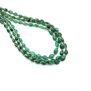 Natural Emerald Smooth Oval Beads, 4x4.5 To 5.5x8mm, Emerald Jewelry Making Beads, 18 Inches Full Strand,  Price Per Strand
