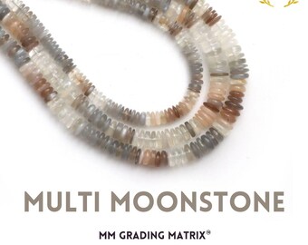 4MM - 6MM Multi Moonstone Smooth Tyre Shape Beads, Multi Moonstone Plain Heishi Beads, Gemstone Beads For Jewelry Making, Natural Moonstone