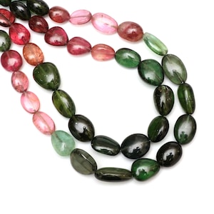 Natural Multi Tourmaline Smooth Tumble Beads, 7.5x9 mm to 9.5x13.5 mm, Tourmaline Tumble, 8 Inch/ 18 Inch Full Strand | Price Per Strand