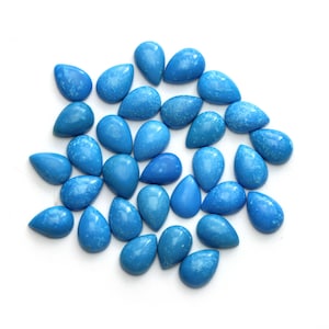 Natural Ceruleite Smooth Pear Loose Gemstone, 6.5x9.5 mm To 8x10 mm, Ceruleite Pear Jewelry Making Gemstone, Set of 31 Pieces