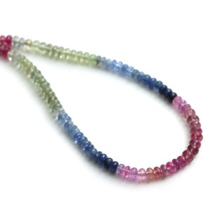 Multi Sapphire Smooth Rondelle Beads, 4.5 mm To 5 mm, Sapphire Jewelry Making Beads, Sapphire Beads, 17.5 Inches Strand, Price Per Strand
