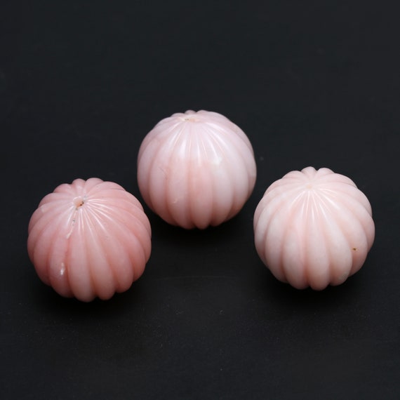 ピンクオパール彫刻NO25-2144 天然ピンクオパールラウンド彫刻ルースジェムストーン、25mm、ピンク