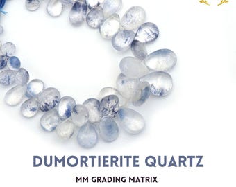 Dumortierite Quartz Smooth Pear Beads, Gemstone Beads For Jewelry Making, Dumortierite Quartz Plain Beads Strand 8 Inches, Wholesale Beads