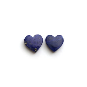 Lapis Smooth Heart Shape Both Side Flat Loose Gemstone, 12x12mm - Lapis Heart, Lapis Cabochon Gemstone, Set Of 2 Pieces