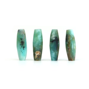 Peruansk opal med matt finish, lös ädelsten, 7 x 22 mm, peruansk opal för smyckestillverkning, toppborrad, set med 4 delar