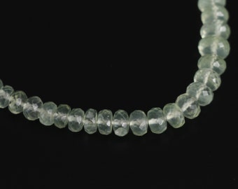 Prehnite Faceted Rondelle Beads - 5.5 mm to 8 mm - Prehnite Beads - Gem Quality , 8 Inch/ 20 Cm Full Strand, Price Per Strand