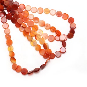 Natural Mexican Fire Opal Shaded Smooth Coin Beads, 7.5 mm to 9 mm, Fire Opal Coin, Fire Opal Jewelry Making Gemstone Beads, 18 Inch Strand