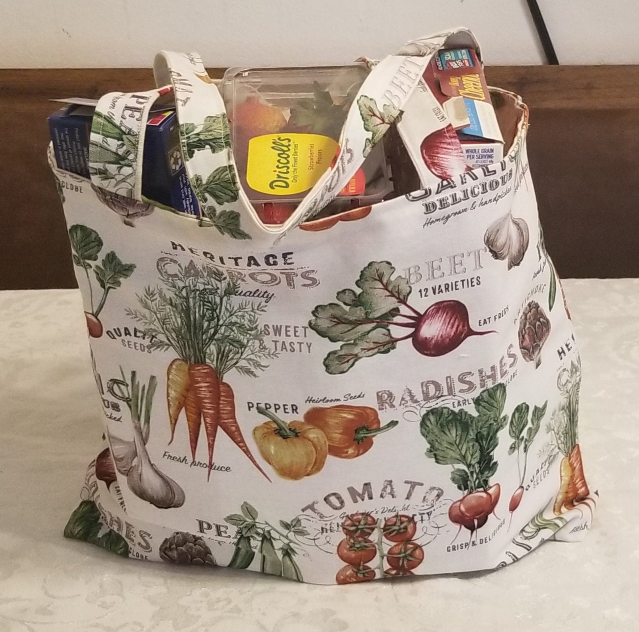 NEW Reversible handmade duck cloth grocery shopping tote bag Etsy