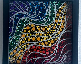 Dotilism Artwork, Dot, Dotting Art, Rainbow Art, Purple, Red, Yellow, Green, Blue, Acrylic Painting