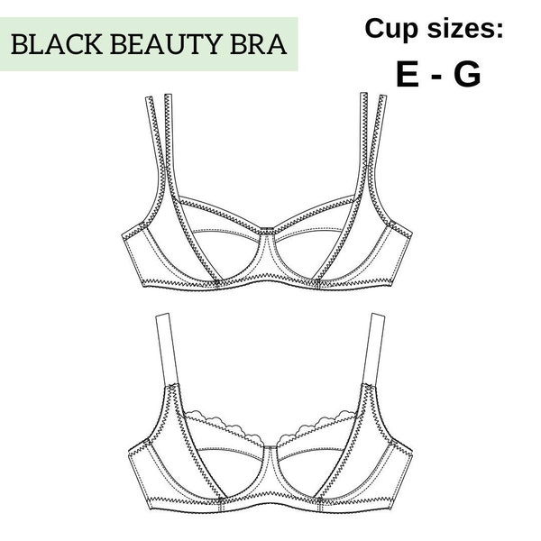 Black Beauty Bra, Sizes 28-40 E-G | PDF Sewing Pattern