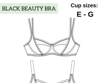 Black Beauty Bra, Sizes 28-40 E-G | PDF Sewing Pattern