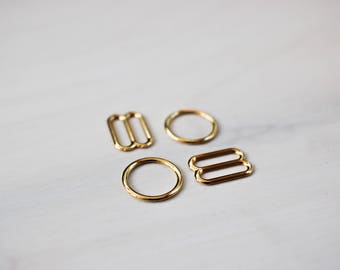 Juego de deslizadores y anillos: 1/2" (12 mm), dorado glamoroso