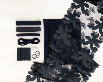 Amour Appliqué Black Lace | Black Beauty Bra Kit