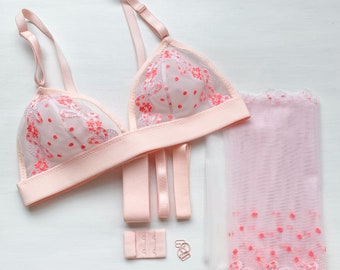 Candy Bows Embroidered Tulle Bralette Kit | Jordy Bralette