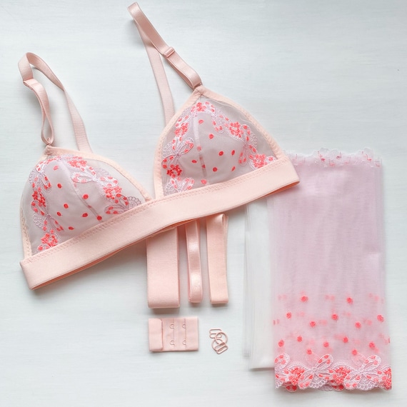 Candy Bows Embroidered Tulle Bralette Kit Jordy Bralette 