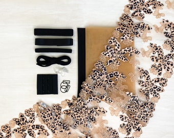 Amour Appliqué Leopard Lace | Black Beauty Bra Kit