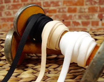 Plush Bra Underwire Casing/Channeling, in Black, Latte & White, by the meter