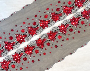 Posie Mirrored Embroidered Tulle Lace |  Sold by the meter in two 0.5m mirrored pieces