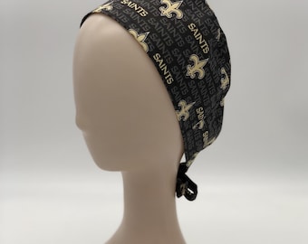 Surgical Scrub Cap, Adjustable: Child and Adult sizes available. 100% Cotton- New Orleans Saints