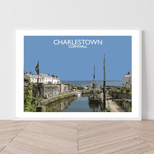 Charlestown, Cornwall Art Print Travel Poster Railway Poster Salty Seas Original Print A4 and A3 Framed