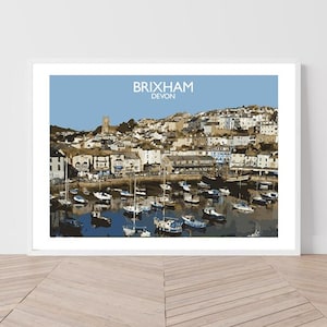 Brixham, Devon Art Print Travel Poster Railway Poster Salty Seas Original Print A4 and A3 Framed
