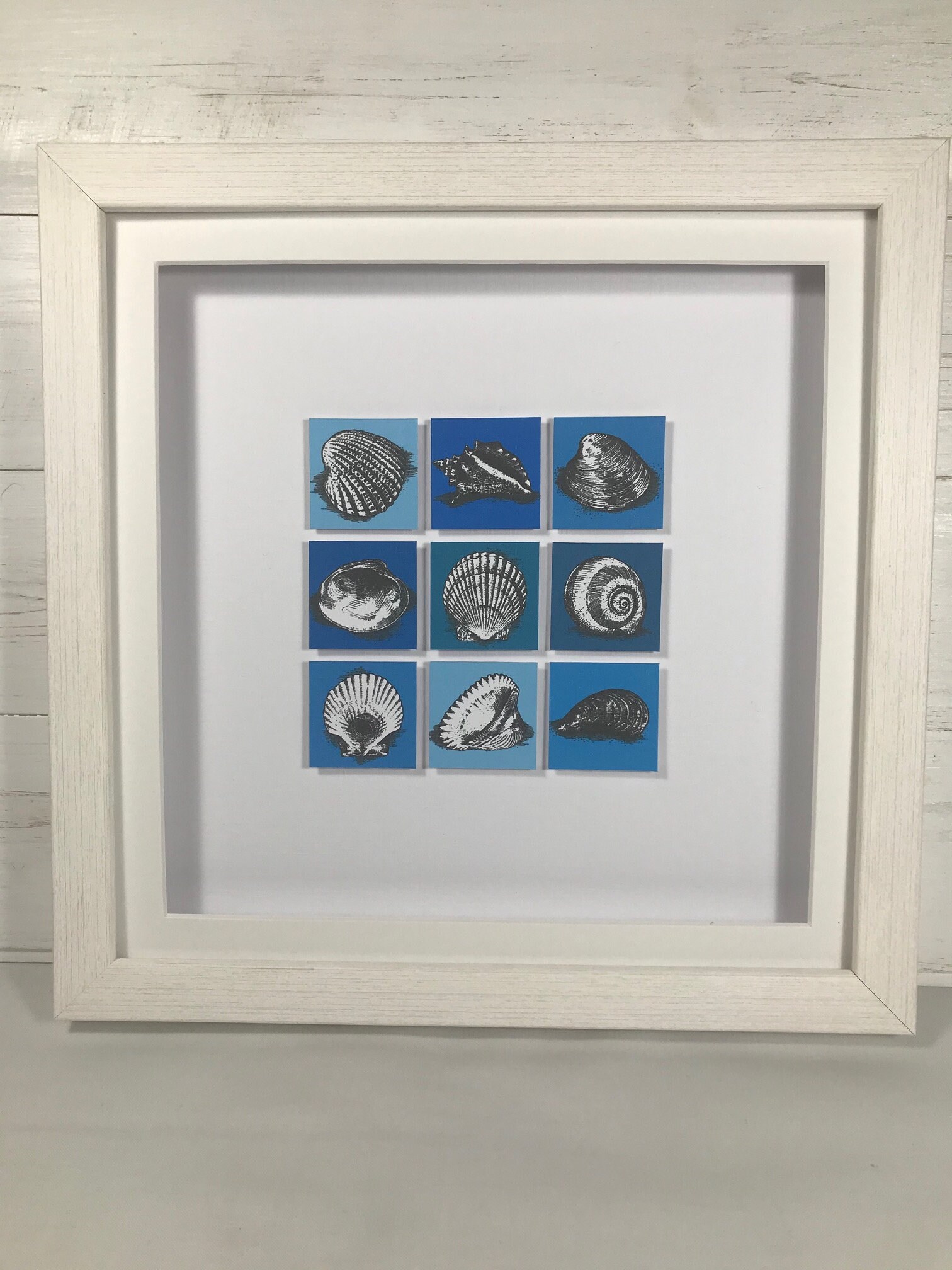 Ink illustrations of shells on canvas tiles handmade and | Etsy