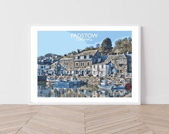 Padstow, Cornwall Art Print Travel Poster Railway Poster Salty Seas Original Print A4 and A3 Framed