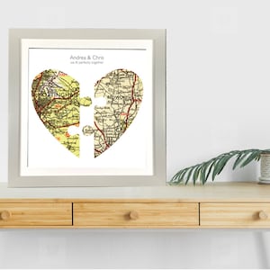 Personalisierte handgemachte Jigsaw Map Hearts Bild