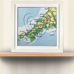 Handgefertigte und handgeschnittene dreidimensionale Karte von Cornwall