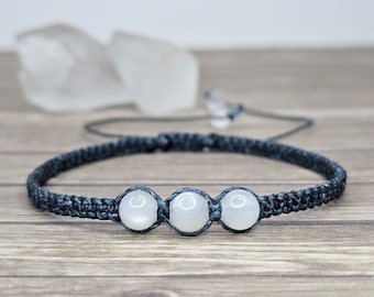 Moonstone Beads Bracelet ~ White Crystal Bracelet ~ Gemstone Bracelet ~ Unique Jewellery Bracelet Gift