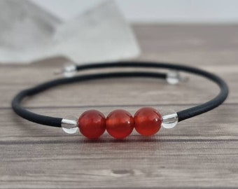 Carnelian Beads Bracelet ~ Clear Quartz Bracelet - Carnelian Jewellery  ~ Gemstone Bracelet ~ Unique Jewellery Bracelet Gift