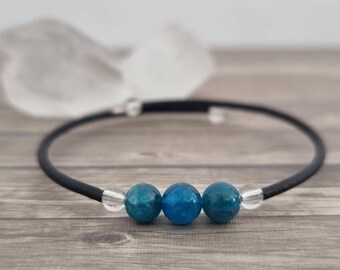 Apatite Beads Bracelet ~ Clear Quartz Bracelet - Apatite Jewellery  ~ Gemstone Bracelet ~ Unique Jewellery Bracelet Gift