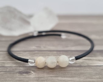 Moonstone Bracelet ~ Clear Quartz Bracelet - Moonstone Jewellery Gift ~ Gemstone Bracelet ~ Unique Jewellery Bracelet Gift