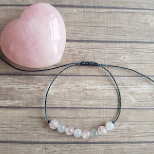 Rose Quartz Moonstone Bracelet ~  Fertility Bracelet ~ Inner peace, Emotional Healing, Calmness ~ Unique Jewellery Bracelet Gift